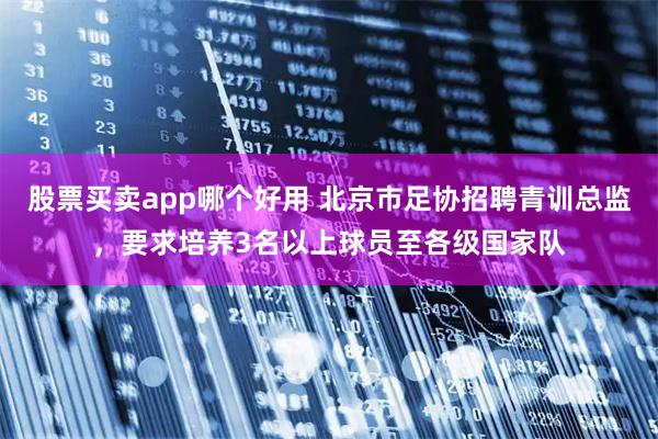 股票买卖app哪个好用 北京市足协招聘青训总监，要求培养3名以上球员至各级国家队